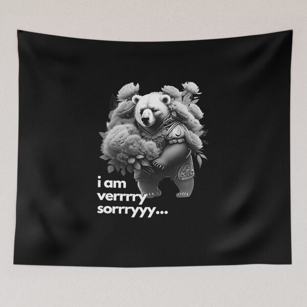 Item preview, I am sorry - BEAR WITH FLOWERS 1 BLACK AND WHITE designed and sold by justyna-s28.