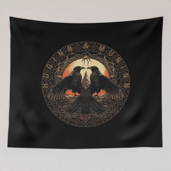 Item preview, Odin Ravens Huginn and Muninn Norse Mythology designed and sold by Chmielayka.