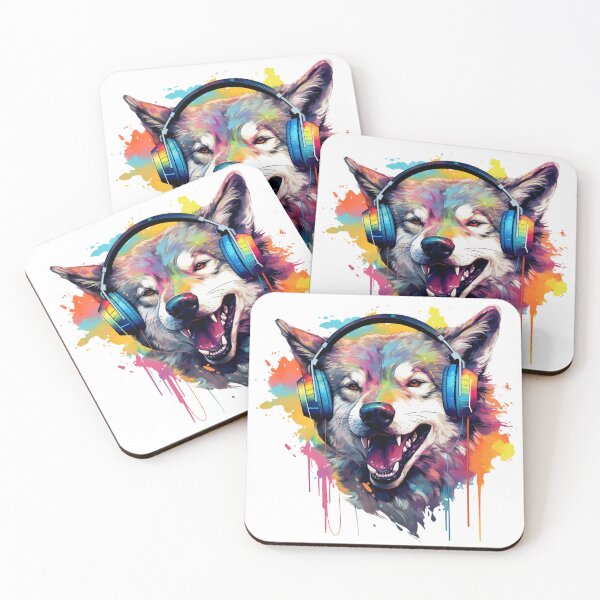 Item preview, Funny Wolf listening to music designed and sold by PrzemekJAS.
