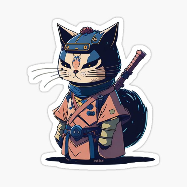 Item preview, Japanese Samurai Catana Cat Art - For Someone Who Loves Cats designed and sold by tharaka-merch.