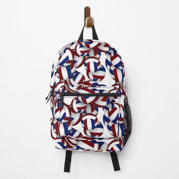 Maroon & blue volleyballs pattern Backpack