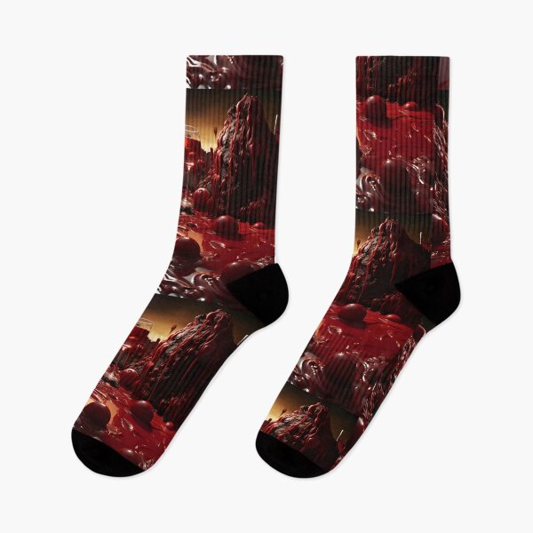 Item preview, Surreal apocalypse art of a haunting landscape in the style of the red wine flood in Portugal designed and sold by AI-Only Creations.