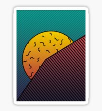 Sunset behind a mountain minimal art graphic design Sticker