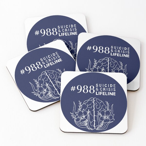 Item preview, 988 Suicide and Crisis Lifeline with Brain Flowers, therapist, social worker, counselor, lmft, lcsw designed and sold by hambydesign.