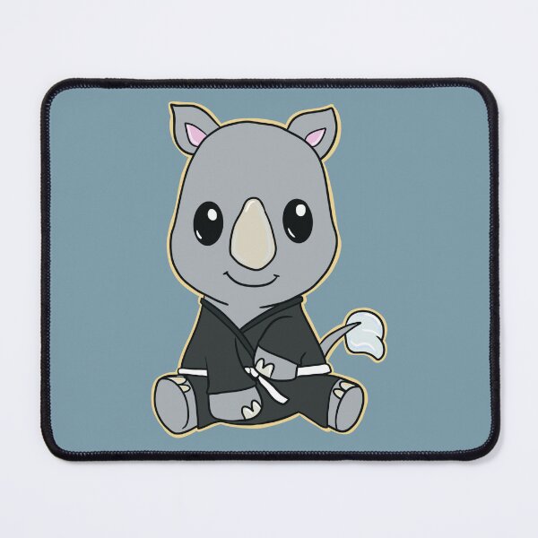 Item preview, Adorable Baby rhino cartoon JiuJitsu white belt designed and sold by ArtistryByColls.
