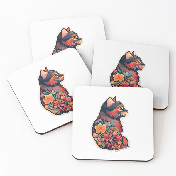 Item preview, Hippy Black Lucky Tom Cat Flower Feline Art designed and sold by Wiseass.