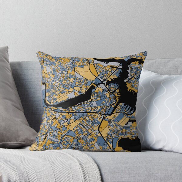 Artikelvorschau, Boston-Kartenmuster in Blau und Gold entworfen und verkauft von PatternMaps.