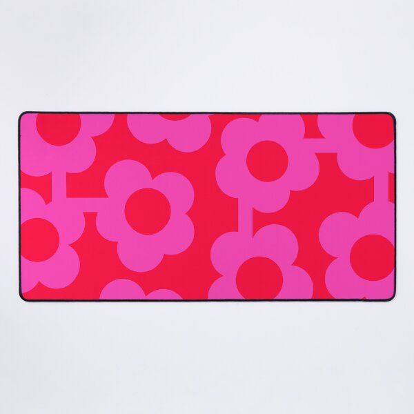Aperçu de l'œuvre Fleurs scandinaves rétro emblématiques en rose et rouge fluo créée et vendue par Deutschic.