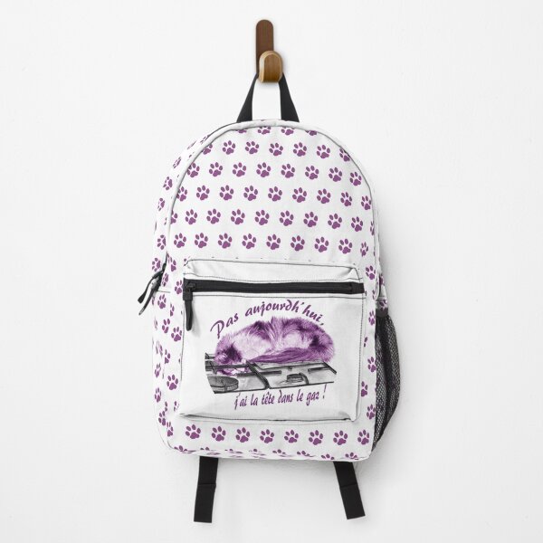 Item preview, Tricolor cat, head in the gas - graphite and purple color version, text in French designed and sold by SylvieG18.