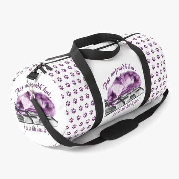 Item preview, Tricolor cat, head in the gas - graphite and purple color version, text in French designed and sold by SylvieG18.