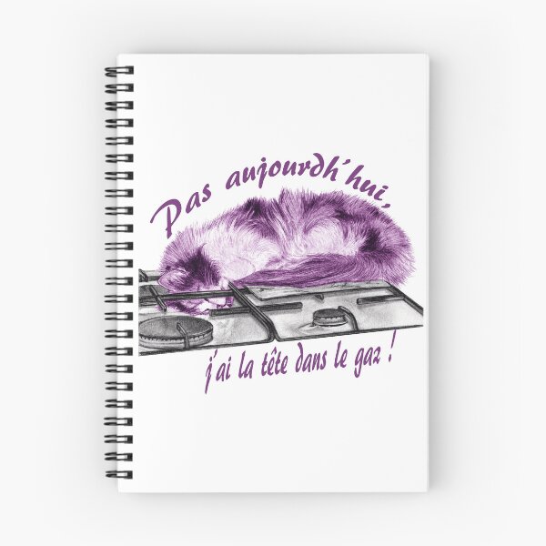 Item preview, Tricolor cat, head in the gas - graphite and purple color version, text in French designed and sold by SylvieG18.
