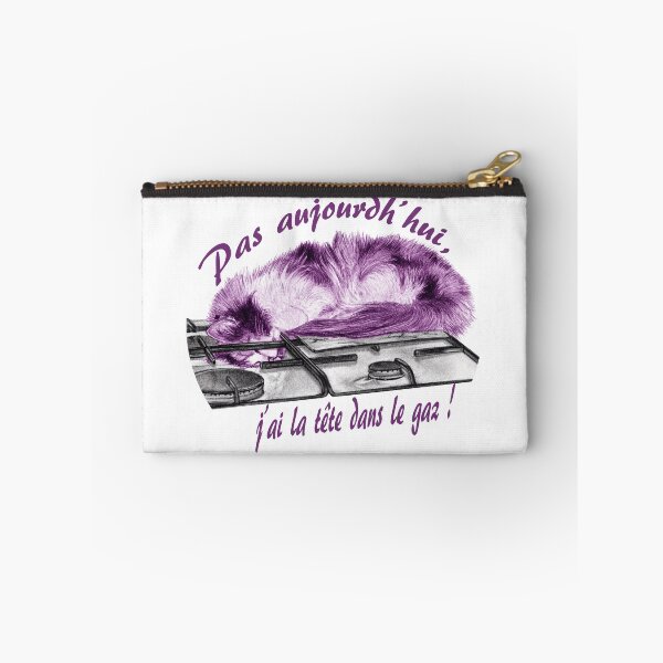 Item preview, Tricolor cat, head in the gas - graphite and purple color version, text in French designed and sold by SylvieG18.