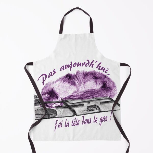 Item preview, Tricolor cat, head in the gas - graphite and purple color version, text in French designed and sold by SylvieG18.