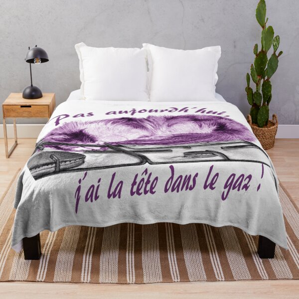 Item preview, Tricolor cat, head in the gas - graphite and purple color version, text in French designed and sold by SylvieG18.