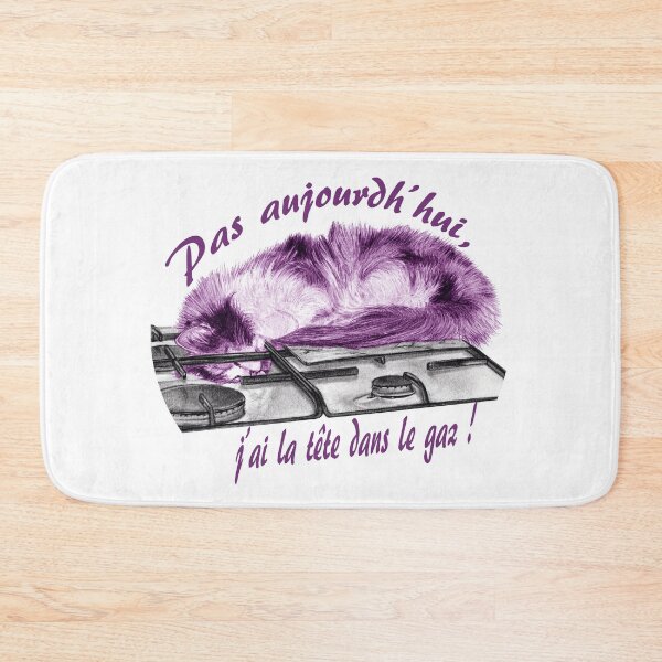 Item preview, Tricolor cat, head in the gas - graphite and purple color version, text in French designed and sold by SylvieG18.