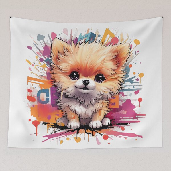 Item preview, Pomeranian with graffiti designed and sold by kentHdesigns.