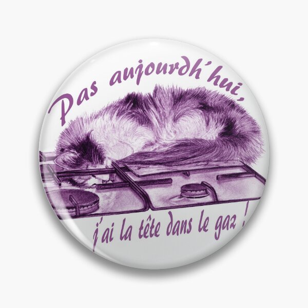 Item preview, Tricolor cat, head in the gas - purple colorized version, text in French designed and sold by SylvieG18.