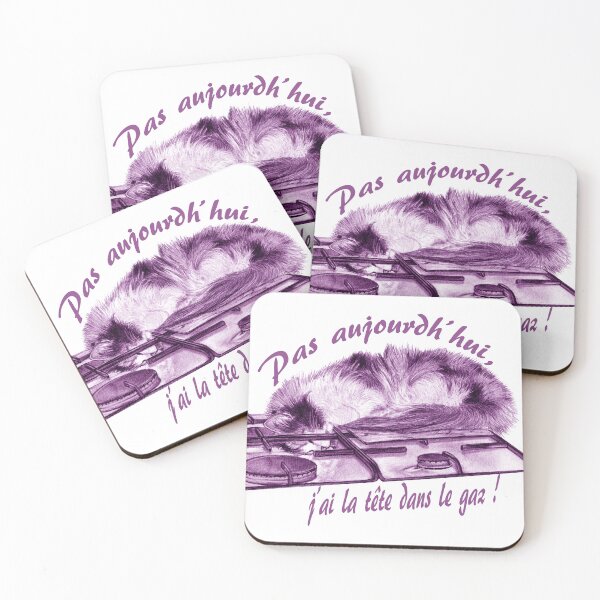 Item preview, Tricolor cat, head in the gas - purple colorized version, text in French designed and sold by SylvieG18.