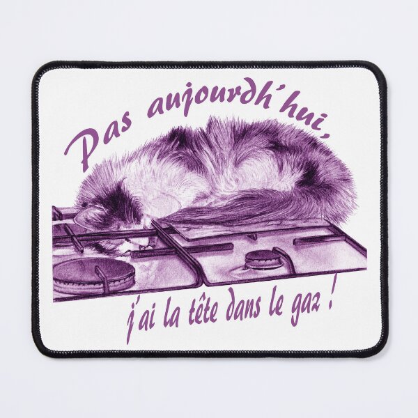 Item preview, Tricolor cat, head in the gas - purple colorized version, text in French designed and sold by SylvieG18.