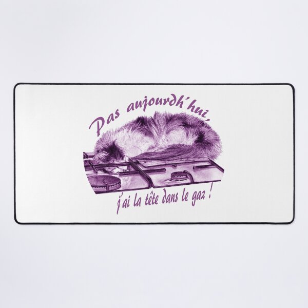 Item preview, Tricolor cat, head in the gas - purple colorized version, text in French designed and sold by SylvieG18.