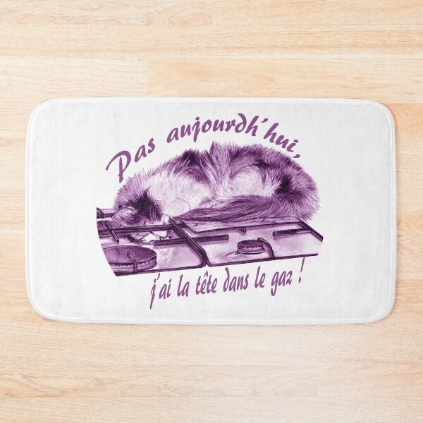 Item preview, Tricolor cat, head in the gas - purple colorized version, text in French designed and sold by SylvieG18.