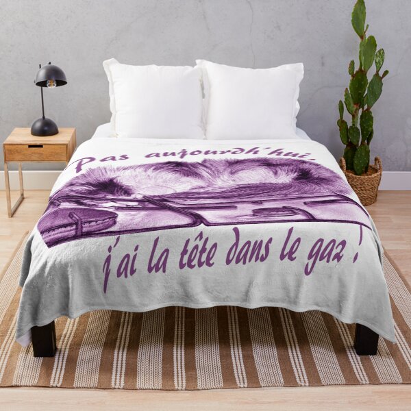 Item preview, Tricolor cat, head in the gas - purple colorized version, text in French designed and sold by SylvieG18.