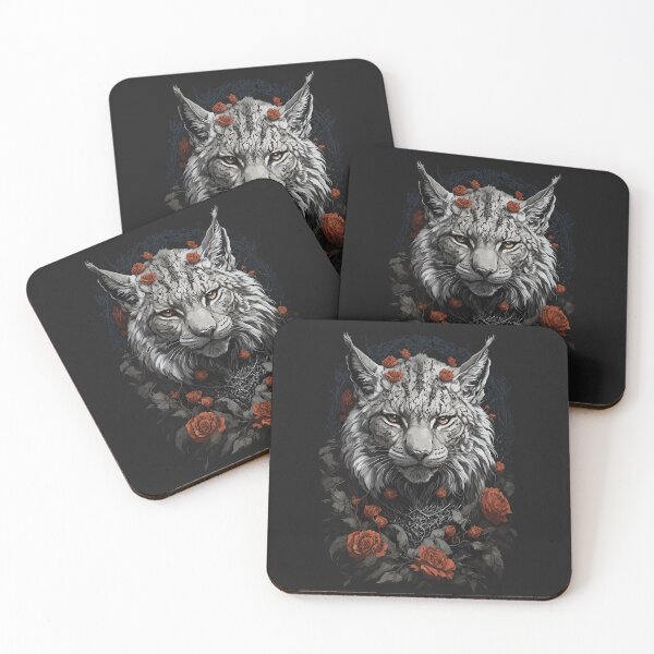 Item preview, Eurasian Lynx Gothic Floral designed and sold by faunathreads.