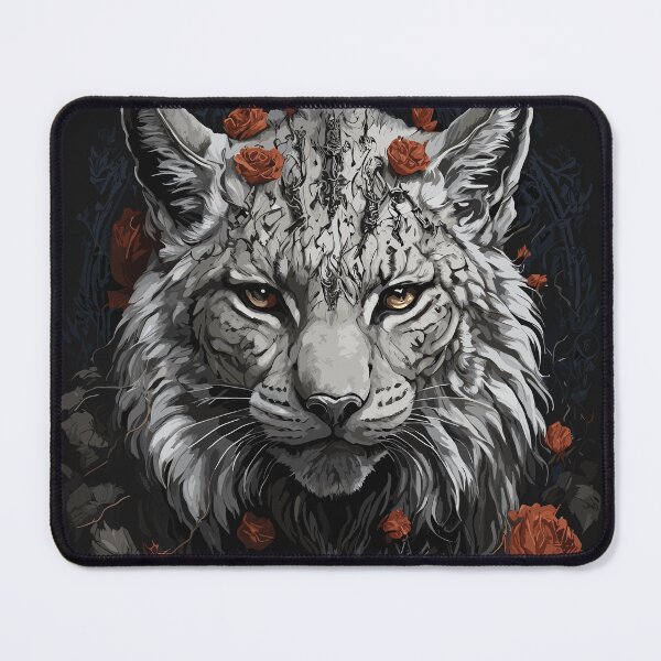 Item preview, Eurasian Lynx Gothic Floral designed and sold by faunathreads.