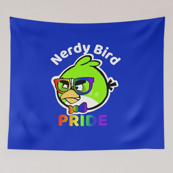 Item preview, Blue Nerdy Bird Pride White Letters designed and sold by acupandspoonie.
