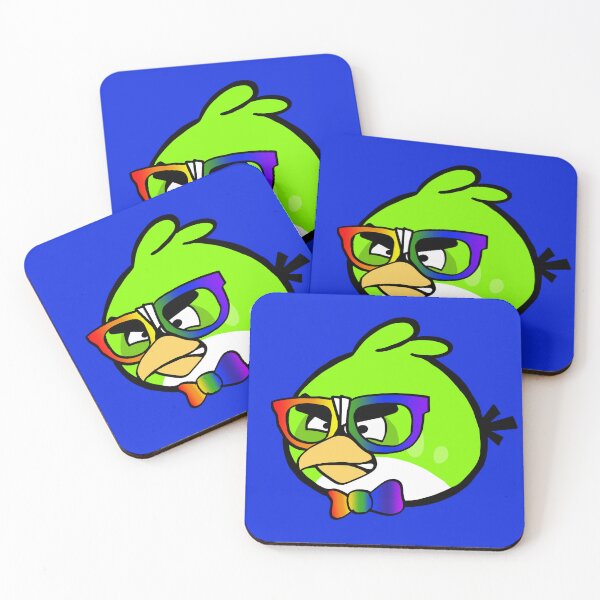 Item preview, Blue Nerdy Bird with Pride colors designed and sold by acupandspoonie.