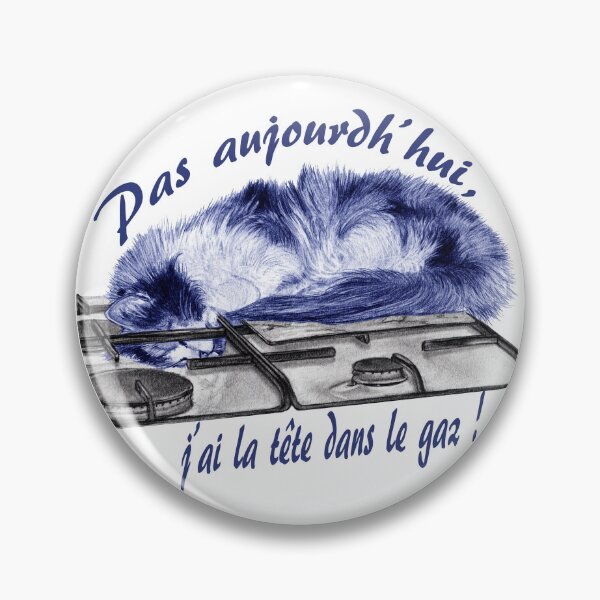 Item preview, Tricolor cat, head in the gas - graphite and blue color version, text in French designed and sold by SylvieG18.