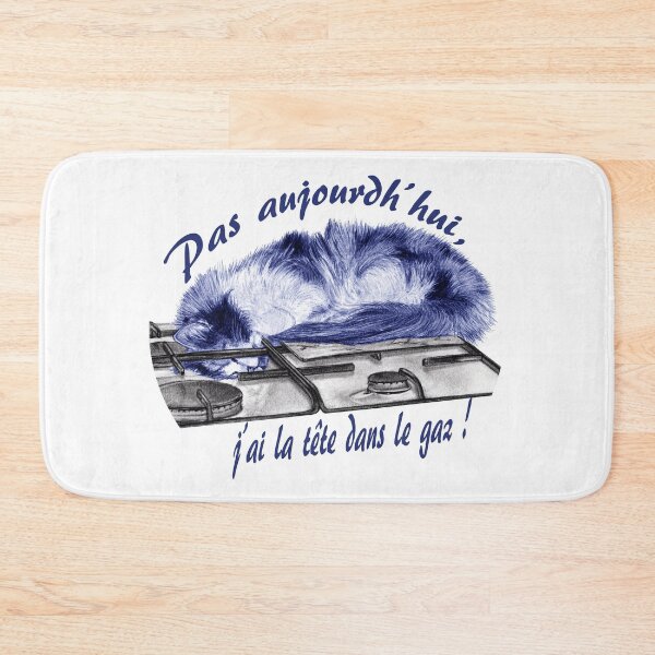 Item preview, Tricolor cat, head in the gas - graphite and blue color version, text in French designed and sold by SylvieG18.