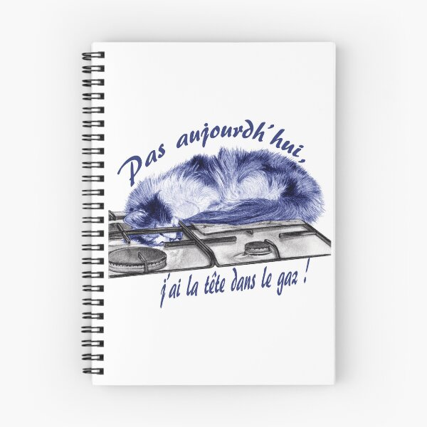 Item preview, Tricolor cat, head in the gas - graphite and blue color version, text in French designed and sold by SylvieG18.