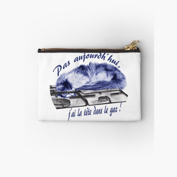 Item preview, Tricolor cat, head in the gas - graphite and blue color version, text in French designed and sold by SylvieG18.