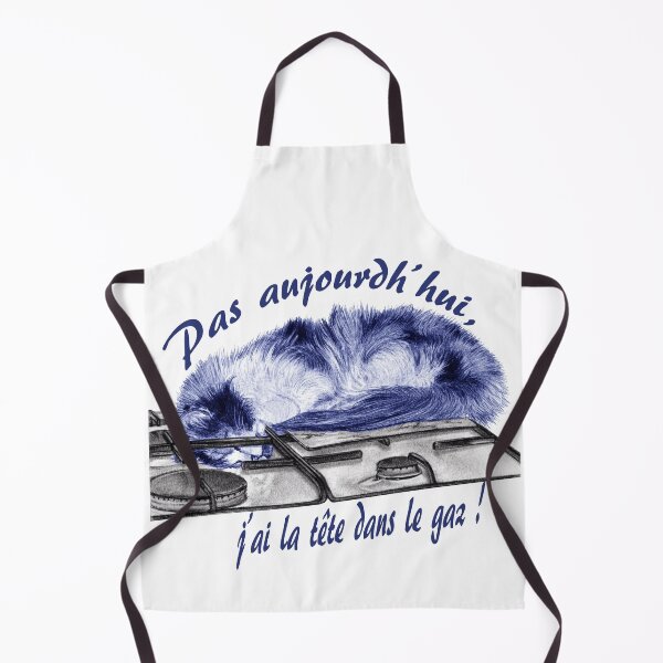 Item preview, Tricolor cat, head in the gas - graphite and blue color version, text in French designed and sold by SylvieG18.