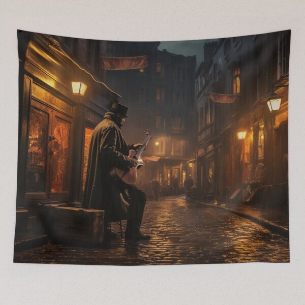 Item preview, Victorian Street Musician At Night Victorian Inspired Art  designed and sold by CDC40.