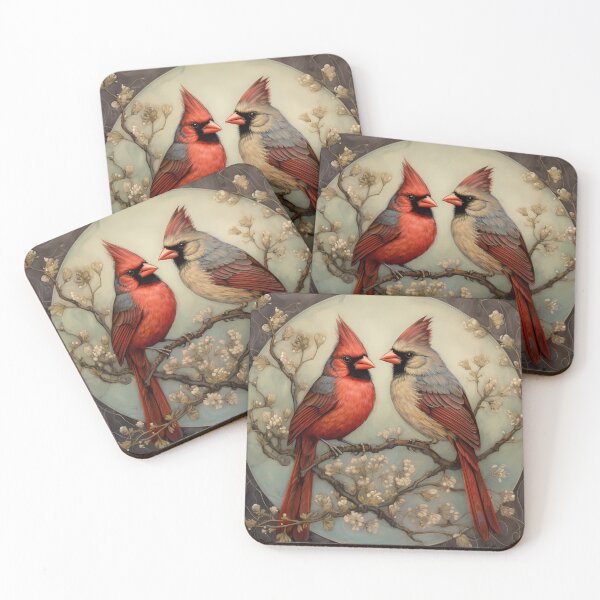 Item preview, Pair of Northern Red Cardinals with flowers designed and sold by Kristylynn757.