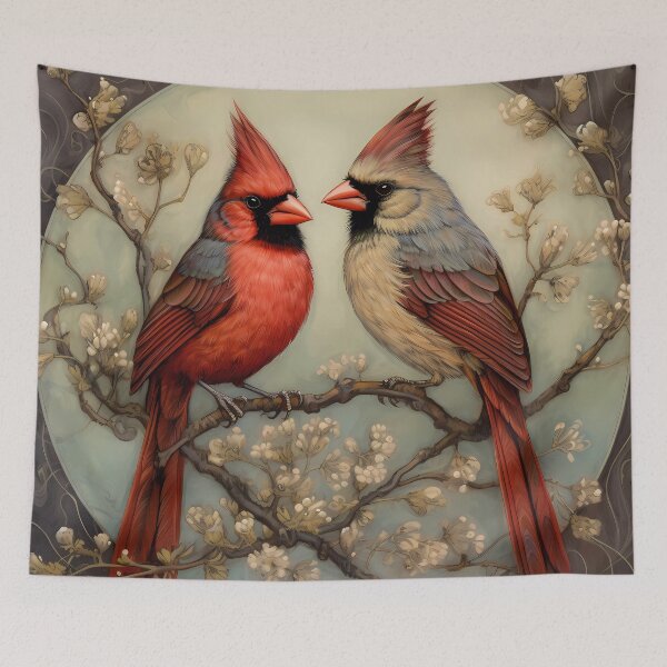 Item preview, Pair of Northern Red Cardinals with flowers designed and sold by Kristylynn757.
