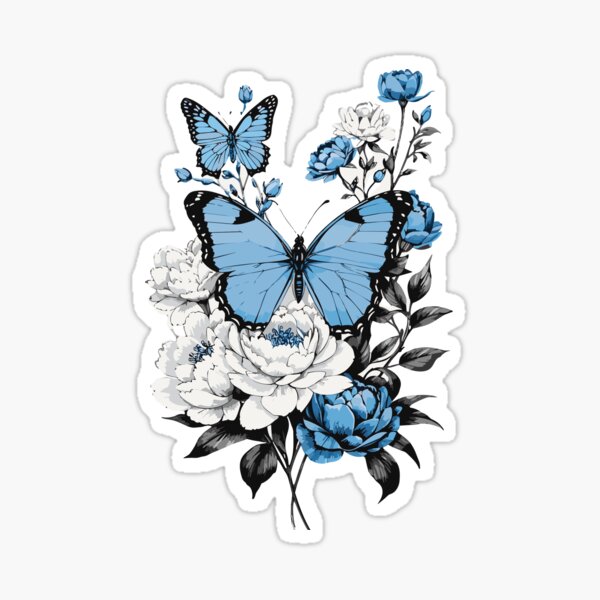 Item preview, Blue Butterflies & Peonies  designed and sold by LoFiArtFart.
