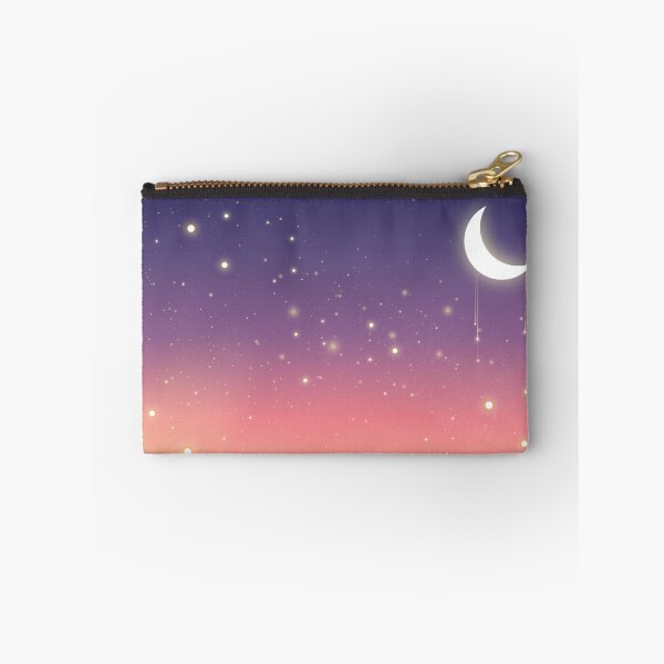 Item preview, Moon and star dust on a night sky gradient blue to peachy-coral  designed and sold by Moody Moon.