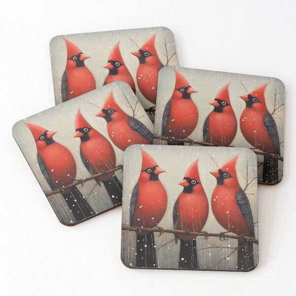 Item preview, Trio of male Northern Red Cardinals in the falling snow designed and sold by Kristylynn757.