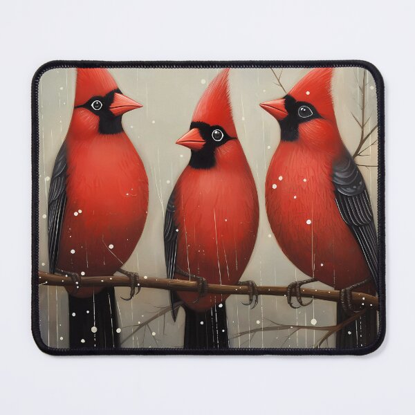 Item preview, Trio of male Northern Red Cardinals in the falling snow designed and sold by Kristylynn757.