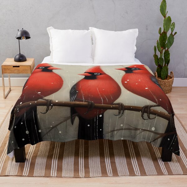 Item preview, Trio of male Northern Red Cardinals in the falling snow designed and sold by Kristylynn757.