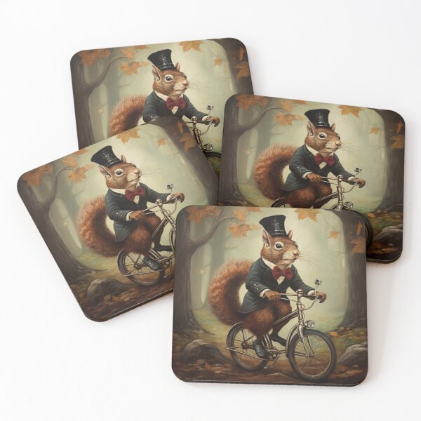 Item preview, Whimsical Victorian Dapper Monocle-Wearing Squirrel Riding A Bike Victorian Inspired Art  designed and sold by CDC40.