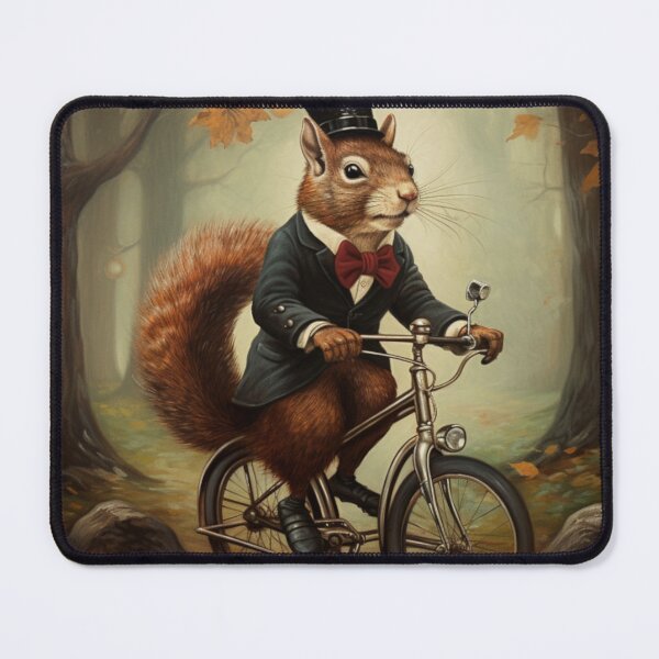 Item preview, Whimsical Victorian Dapper Monocle-Wearing Squirrel Riding A Bike Victorian Inspired Art  designed and sold by CDC40.