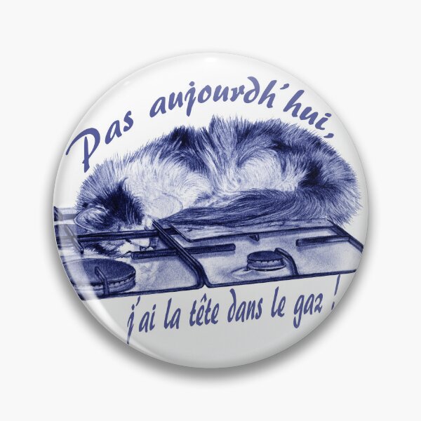 Item preview, Tricolor cat, head in the gas - blue colorized version, text in French designed and sold by SylvieG18.