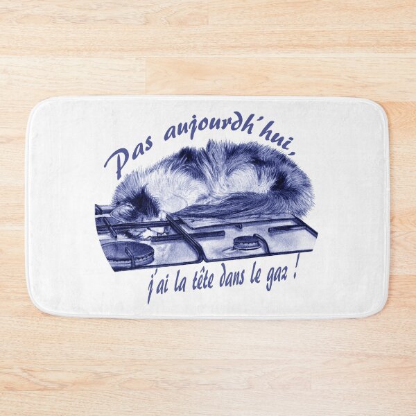 Item preview, Tricolor cat, head in the gas - blue colorized version, text in French designed and sold by SylvieG18.