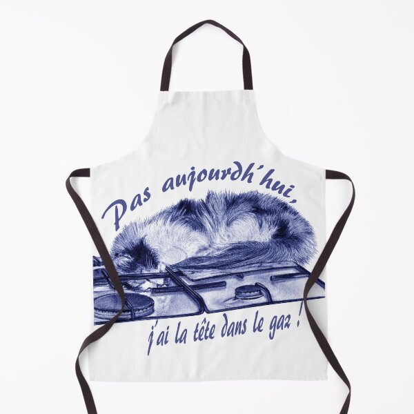 Item preview, Tricolor cat, head in the gas - blue colorized version, text in French designed and sold by SylvieG18.
