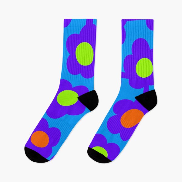 Item preview, Iconic Retro Scandinavian Flowers in Neon Blue and Electric Indigo designed and sold by Deutschic.