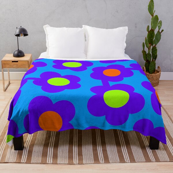 Item preview, Iconic Retro Scandinavian Flowers in Neon Blue and Electric Indigo designed and sold by Deutschic.